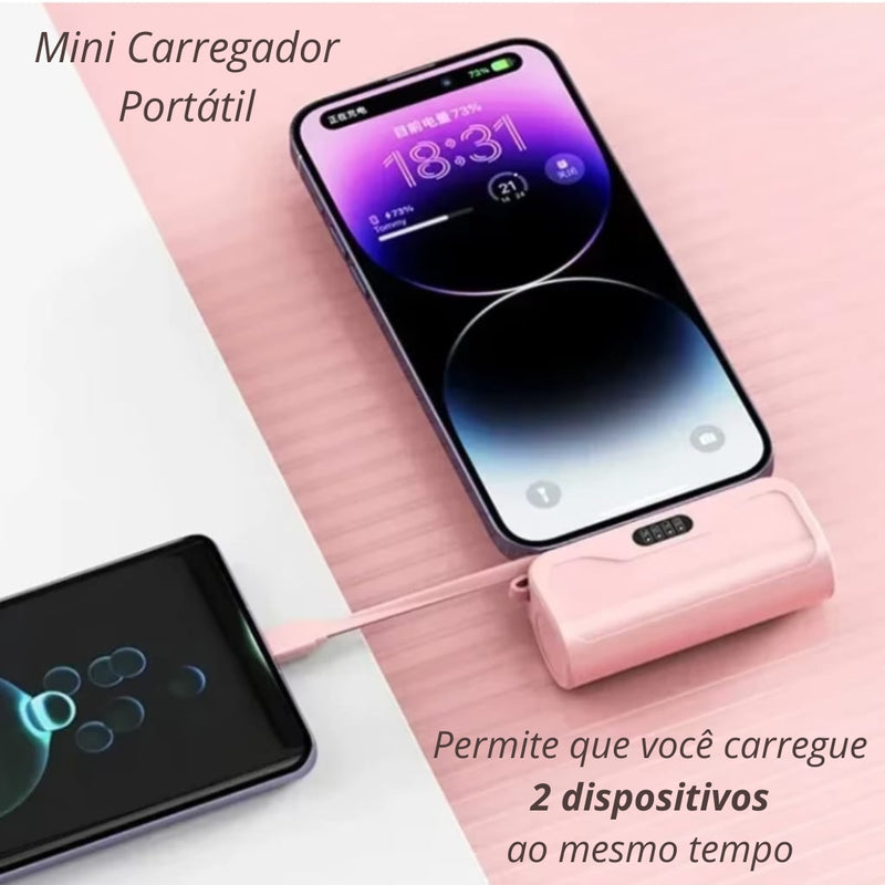 Mini Carregador Portátil - Nunca mais fique sem bateria!