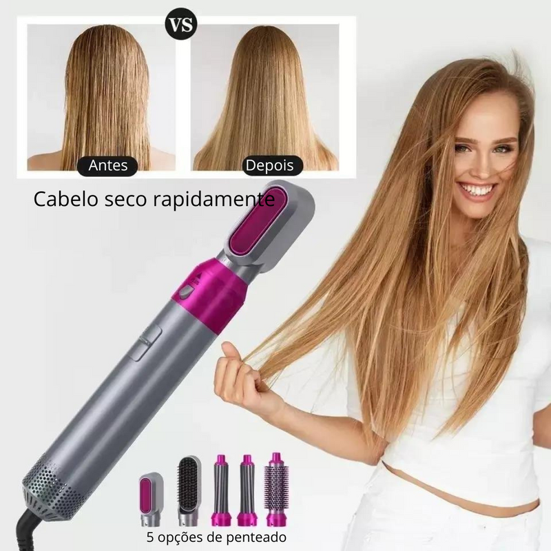 Escova Modeladora 5 em 1 - Penteado perfeito em uma peça + Brinde