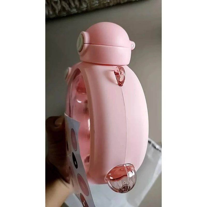 Garrafa Infantil Garrafinha Ursinho 750ml Com 2 Bicos e Cordão