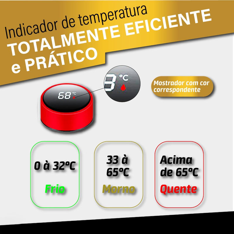 Garrafa Térmica 500ML Com Led Inox - Agua / Café - Display Digital